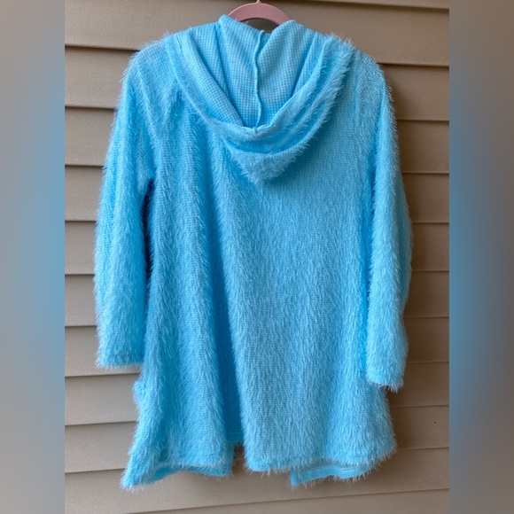 NWOT Sz-XL Girls Soft & Fuzzy w/Pockets House Coat/Day Robe, Bright Blue/Green - Picture 10 of 16